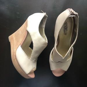 Worn Once Seychelles Nude Sandal Cutout Wedges